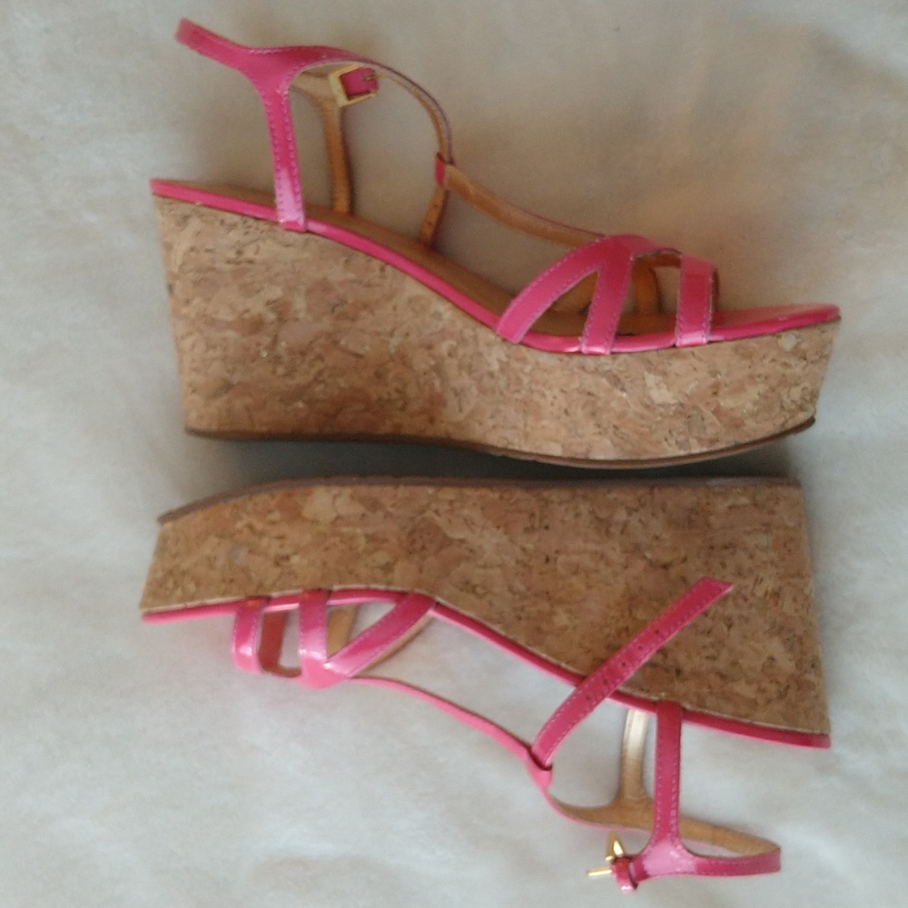 Kate Spade Theodora Cork Wedge Platform Ankle Strap Pink Sandals - Picture 6 of 16